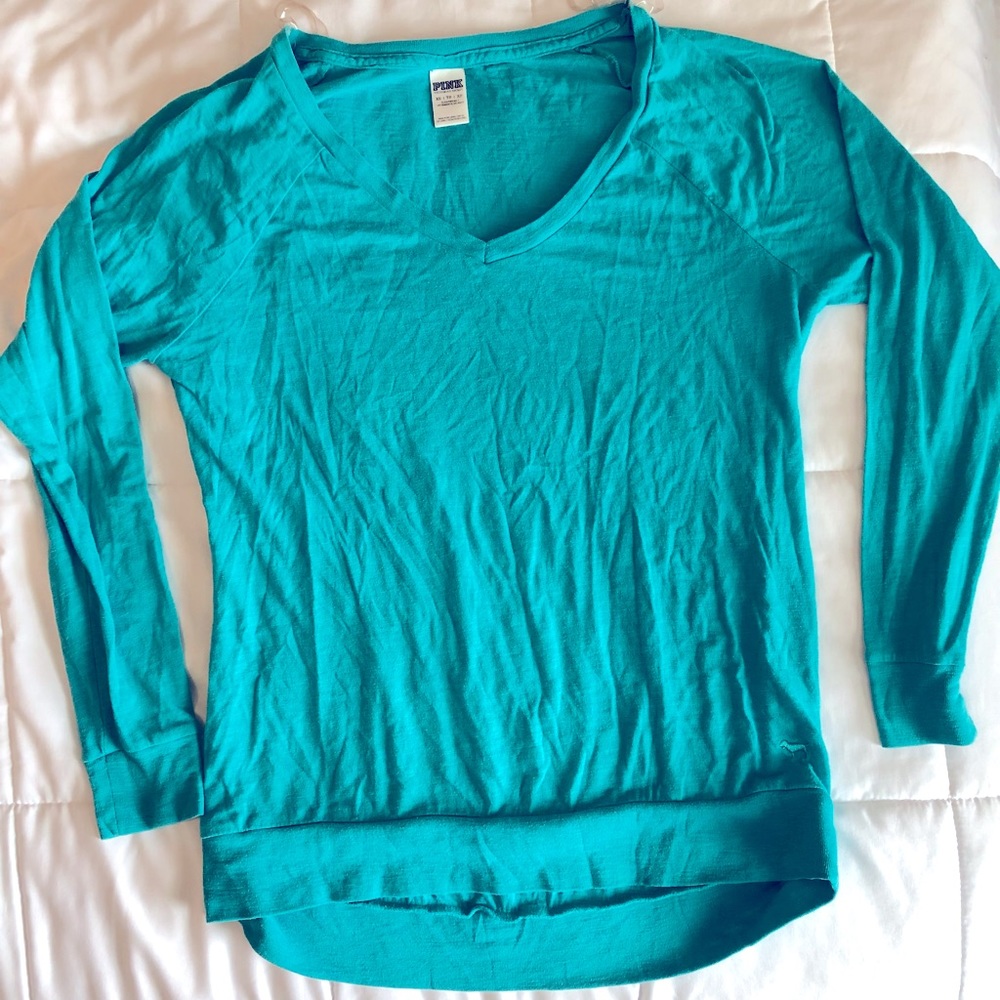 Real long sleeve v neck pink basic tee